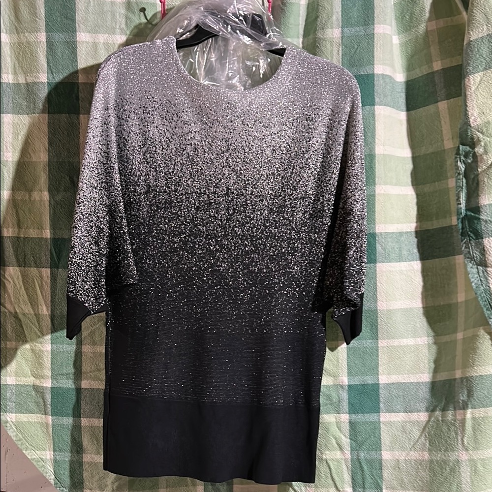 Studio Works Gray and Black Relaxed Blouse